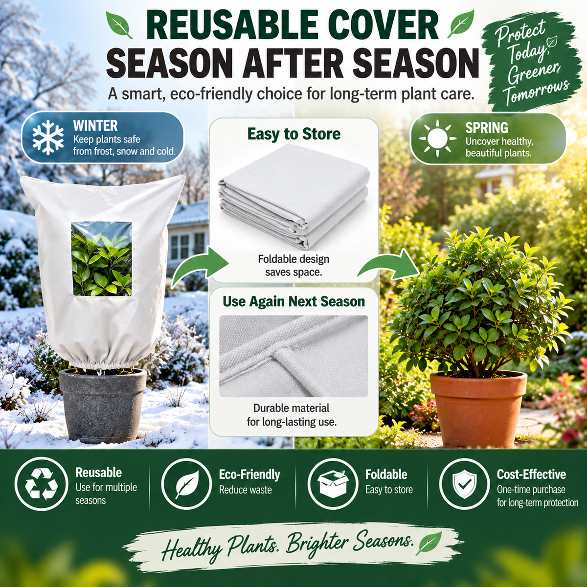 ๐ฟ WINTER GARDEN ESSENTIAL | Plant Frost Protection Cover โ Breathable Reusable Cover for Shrubs, Pots & Young Trees1