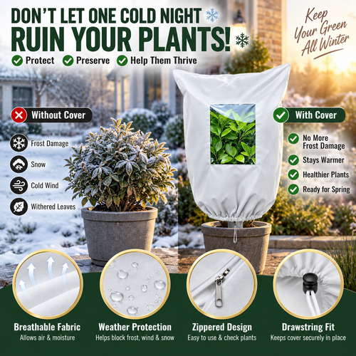 🌿 WINTER GARDEN ESSENTIAL | Plant Frost Protection Cover – Breathable Reusable Cover for Shrubs, Pots & Young Trees1
